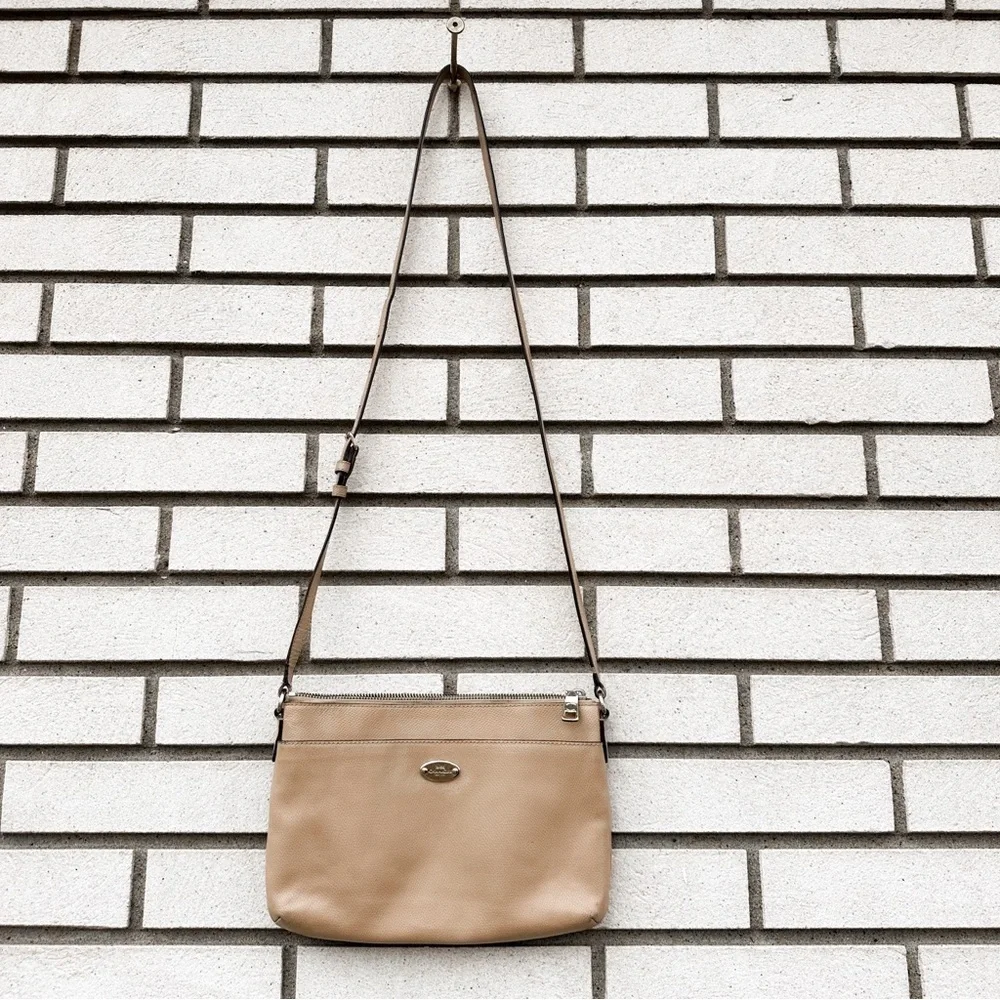 Coach East West Pop Crossbody Crossgrain Leather Tan